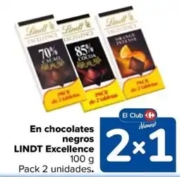 Carrefour Lindt Excellence en chocolates negros oferta