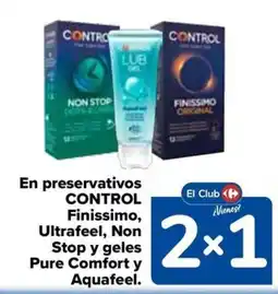 Carrefour Control en perservativos finissimo ultrafeel non stop y geles pure comfort y aquafeel oferta