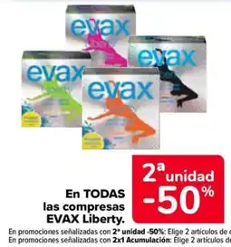 Carrefour Evax liberty en todas las compresas oferta