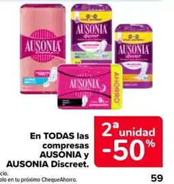 Carrefour Ausonia discreet en todas las compresas oferta