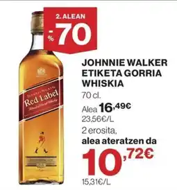 El Corte Inglés Johnnie walker etiketa gorria whiskia oferta