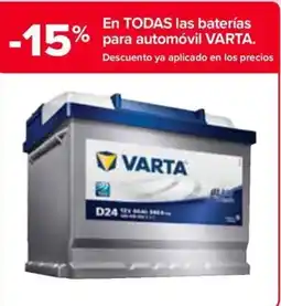 Carrefour Varta baterías para automóvil oferta
