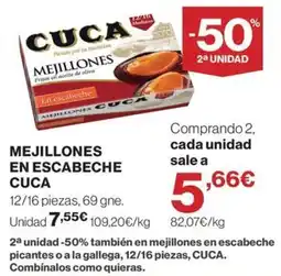 El Corte Inglés Cuca mejillones en escabeche oferta