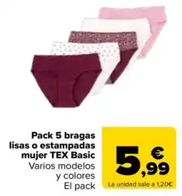 Carrefour tex basic bragas mujer oferta
