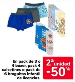 Carrefour Bóxer, calcetines, braguitas infantil de licencias oferta