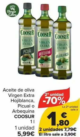 Carrefour Aceite de oliva virgen extra hojiblanca, picual o arbequina coosur oferta