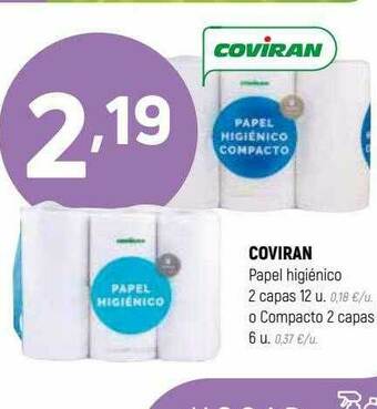 Coviran Coviran Papel Higiénico 2 Capas O Compacto 2 Capas oferta