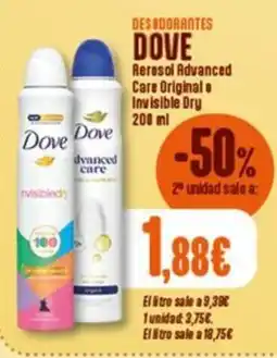 Hiperber Dove Aerosol Advanced Care Original e Invisible Dry oferta