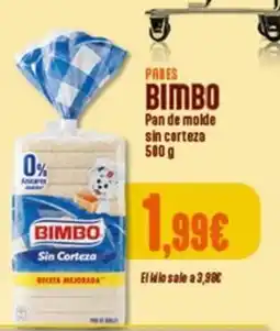 Hiperber Bimbo pan de molde sin corteza oferta