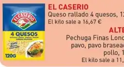 Hiperber El caserio queso rallado 4 quesos oferta