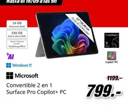 MediaMarkt Microsoft - convertible 2 en 1 surface pro copilot+ pc oferta
