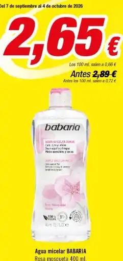 Aquabel Perfumerías Babaria - agua micelar rosa mosqueta oferta
