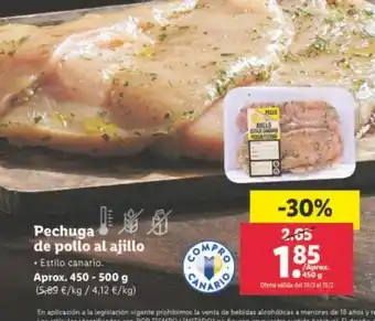 Lidl Pechuga de pollo al ajillo 450-500g oferta