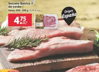 Lidl Secreto ibérico de cerdo 200-300g oferta