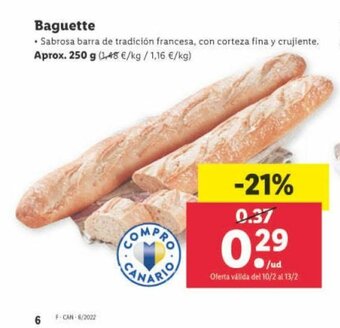 Lidl Baguette 250g oferta