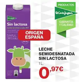 Hipercor El Corre Ingles leche semidesnatada sin lactosa oferta