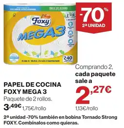 Hipercor Foxy papel de cocina mega 3 oferta