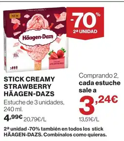 Hipercor Häagen-Dazs stick creamy strawberry oferta