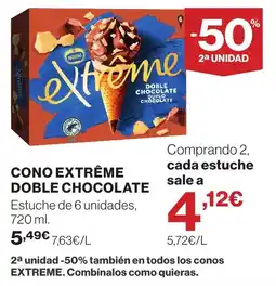 Hipercor Nestle cono extreme doble chocolate oferta