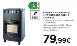 Hipercor Fulmo estufa gas portátil infrarrojos avanzza oferta
