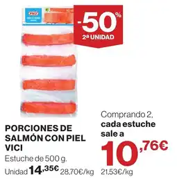Hipercor Vici porciones de salmón con piel oferta