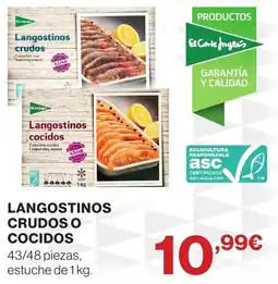 Hipercor El Corre Anglés langostinos crudos o cocidos oferta