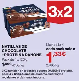Hipercor Danone natillas de chocolate +proteína oferta