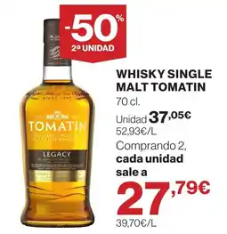 Hipercor Tomatin whisky single malt oferta