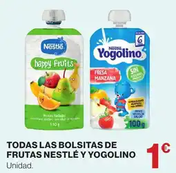 Hipercor Nestlé bolsitas de frutas y Yogolino oferta