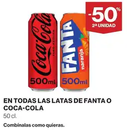 Hipercor Fanta o Coca-Cola en todas las latas oferta