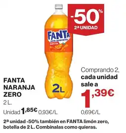Hipercor Fanta naranja zero oferta