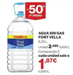 Hipercor Font Vella agua sin gas oferta