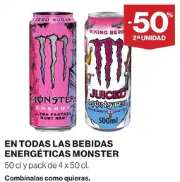 Hipercor Monster Energy en todas las bebidas energieticas oferta
