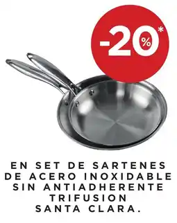 Hipercor Santa Clara set de sartenes de acero inoxidable sin antiadherente trifusion oferta