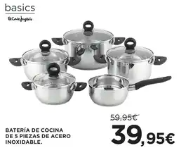 Hipercor basics batería de cocina de 5 piezas de acero inoxidable oferta