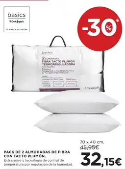 Hipercor basics almohadas de fibra con tacto plumón oferta
