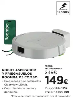 Hipercor Roomba robot aspirador y friegasuelos 115 combo oferta