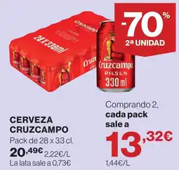 Hipercor Cerveza Cruzcampo oferta