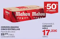 Hipercor Mahou cerveza cinco estrellas oferta