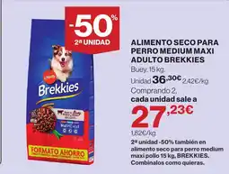 Hipercor Brekkies alimento seco para perro medium maxi adulto oferta