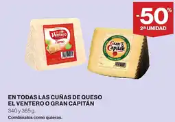 Hipercor El Ventero o Gran Capitán en todas las cunas de queso oferta