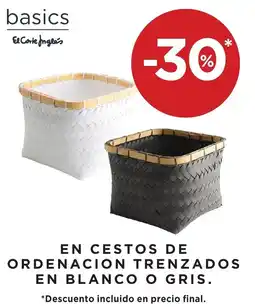 Hipercor basics cestos de ordenacion trenzados en blanco o gris oferta