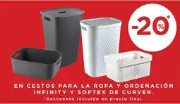 Hipercor Curver cestos para la ropa y ordenación infinity y softex oferta