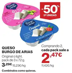 Hipercor Queso burgo de arias oferta