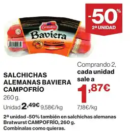 Hipercor Campofrío salchichas alemanas baviera oferta