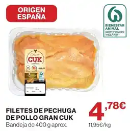 Hipercor Gran Cuk filetes de pechuga de pollo oferta