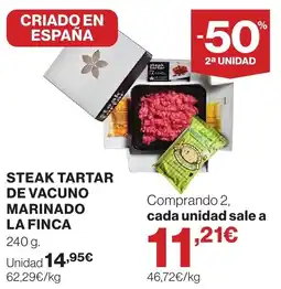 Hipercor La Finca steak tartar de vacuno marinado oferta