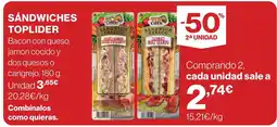 Hipercor Toplider sandwiches fresco oferta