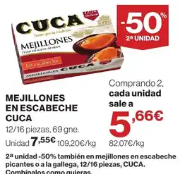 Hipercor Cuca mejillones en escabeche oferta