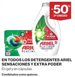 Hipercor Ariel en todos los detergentes sensaciones y extra poder oferta